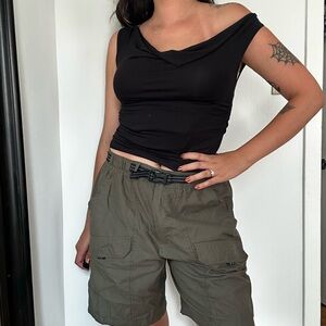 Vintage Women's Olive Green Cargo Shorts